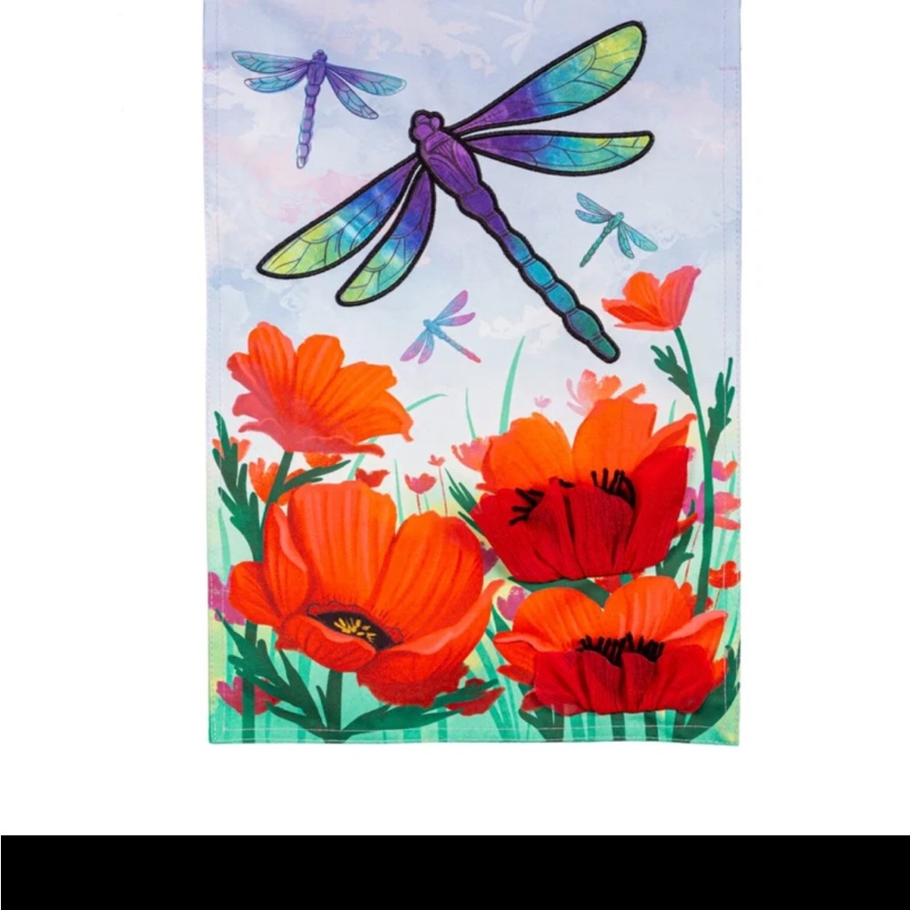 DRAGONFLY AND POPPY NEW House Banner Garden Flag new in sealed package